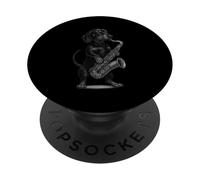 Teckel jouant du saxophone jazz pour amoureux des chiens PopSockets PopGrip Adhésif