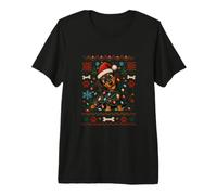 Teckel Laid de Noël Tricot Chien Maman Bonnet Père Noël T-Shirt Haut de Gamme