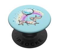 Teckel Licorne Arc-en-Ciel Rose Bleu Pastel PopSockets PopGrip Adhésif