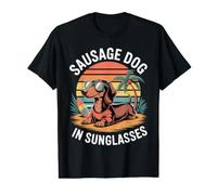 Teckel Lunettes de Soleil rétro Ambiance Plage T-Shirt Graphique avec Valeur