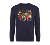Teckel Merry Christmas Pull de Noël Bleu marine Taille 3XL