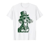 Teckel Mignon avec Lunettes de Soleil Trèfle St Patrick Day T-Shirt
