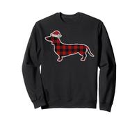 Teckel Noël Motif Buffalo Plaid Chien Mignon Sweatshirt