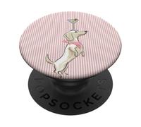 Teckel Occidental avec Bandana, Martini et Rayures Roses PopSockets PopGrip Adhésif
