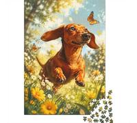 Teckel Papillon Prairie 1000 Pièces Mini Puzzle pour Adultes | 52x38cm Carton, Décoration Maison, Coupe Précise, Cadeau Anniversaire, Détente Esprit