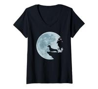 Teckel Pleine Lune Chasse Chien Amour Chiens Mysticisme Chasseur Cadeau T-Shirt avec Col en V