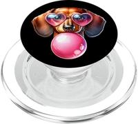 Teckel rétro soufflant Rose Bubble Gum pour Amoureux des Chiens PopSockets PopGrip pour MagSafe