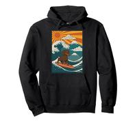 Teckel Surf Vague Japonaise Chien Saucisse Esthétique Sweat à Capuche