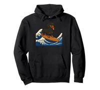 Teckel Surf Vague Japonaise Chien Saucisse Esthétique Sweat à Capuche
