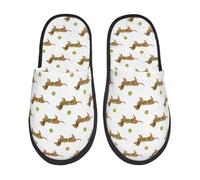 Teckel Va Jouer Au Tennis Imprimer Pantoufles Chauds Pantoufles En Peluche Maison Chaussons Pour Extérieur Chambre Unisex L