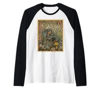 Teckel Vintage Noir et Brun Clair Floral Manche Raglan