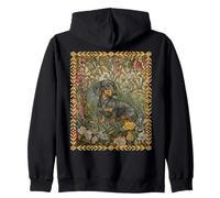 Teckel Vintage Noir et Brun Clair Floral Sweat à Capuche