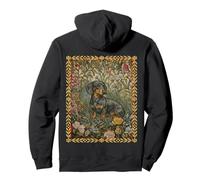 Teckel Vintage Noir et Brun Clair Floral Sweat à Capuche
