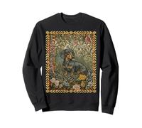Teckel Vintage Noir et Brun Clair Floral Sweatshirt
