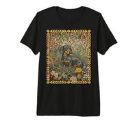 Teckel Vintage Noir et Brun Clair Floral T-Shirt Haut de Gamme