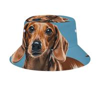 Teckel Weiner Chapeau bob pour chien Chapeau de pêcheur pour vacances d'été Chapeau de plage Chapeau de soleil pour homme et femme Taille unique, Teckel Weiner Pet Dog, taille unique