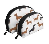 Teckel Weiner Chiens de Compagnie imprimés, Trousse de Maquillage Coquille Femme Petit Porte-Monnaie Trousse de Toilette Trousse à cosmétiques 2 pièces