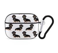 Teckel Weiner Coque pour AirPods Pro avec anneau porte-clés - Coque rigide en polycarbonate pour AirPods Pro 2e génération - Ouverture facile - Noir