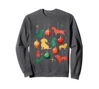 Teckel Weiner Décoration pour Sapin de Noël Sweatshirt, Unisexe pour Adultes, Chiné Foncé, S