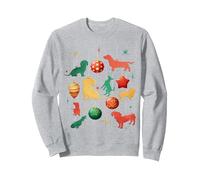 Teckel Weiner Décoration pour Sapin de Noël Sweatshirt, Unisexe pour Adultes, Gris Chiné, XXL