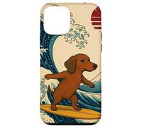 Teckel Weiner Japonais Kanagawa Wave Surf Maman Papa Coque pour iPhone 12 Mini
