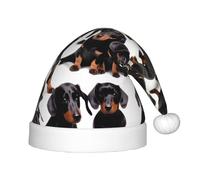 Teckel Weiner Pet Dog Lot de 1 chapeau de Père Noël en peluche pour adolescents Costume de Noël fête et événement de vacances
