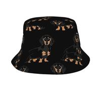 Teckel Weiner Pet Dogs Print Large Bord Protection Solaire Chapeau Seau Pêche Randonnée Camping Cap Activités de Plage