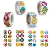 TECKI 2000 Pieces Autocollants de Récompense - Gommettes pour Les Étudiants, Gomettes Autocollantes Animaux Rond, Accessoires pour Enseignants, Tampon Enseignant, Tampon Maitresse D'école