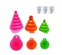 TECKI Ensemble Entonnoir Pliable -3 Pièces Entonnoir Cuisine Silicone avec Crochet, adapté à L'huile Liquide Confiture Poudre Gadget Cuisine