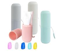 TECKI Protege Brosse a Dent Voyage Set - 4* Etui Brosse a Dent + 5* Protege Brosse a Dent, Plastique Tasse à Brosse à Dents pour Contenir La Brosse à Dents et Le Dentifrice, Indispensable Voyage