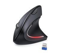 TECKNET 2,4 G verticale sans fil, souris ergonomique silencieuse réglable à 5 niveaux de 4 800 DPI, 6 boutons, Mice optique avec voyant lumineux pour ordinateur portable, bureau, PC, Macbook (Noir)