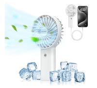 TECKNET 2 en 1 Mini USB Ventilateur à Main, Portable 5200mAh Batterie Rechargeable, Mini Fan avec 3 Vitesses Réglable, Ventilateur de Poche pour Maison/Bureau/Voyage-Blanc