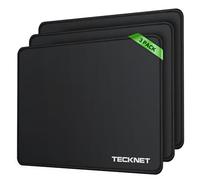 TECKNET 3 Packs Tapis de Souris, 27x21 cm Tapis de Souris Gamer Mousepad avec Base en Caoutchouc Imperméable et Antidérapante pour PC Bureau, Travail, Ordinateur Portable, Ordinateur, Maison-Noir