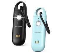 TECKNET Alarm personnel pour femmes, alarme de poche avec sirène de 130dB, USB Type-C rechargeable pour autodéfense, alarme personnelle, pour enfants, personnes âgées, travail de nuit (Bleu+Noir)