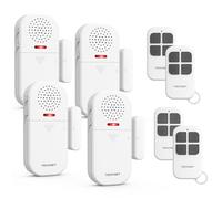 TECKNET Alarme Maison sans Fil, Alarme Porte avec Télécommande, Détecteur Ouverture Porte 4 Modes 5 Niveaux Volume, 2 en 1 Alarme et Sonnette pour Maison, Boutique, Hôtel (4PCS)