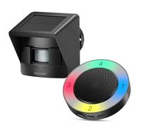 TECKNET Alarme Solaire sans Fil pour Allée, Portée 800 m, Détecteur de Mouvement Étanche, 36 Mélodies, 5 Volumes, 4 Zones, Intérieur/Extérieur (1 Récepteur 1 Capteur)