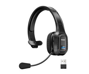 TECKNET Casque Bluetooth sans Fil avec Micro, Réduction du Bruit Casque Audio 55 Heures d'autonomie pour PC Portable Ordinateur/Centre d'appels/Téléphones/Skype/Bureau/Zoom/Conducteurs de Camions