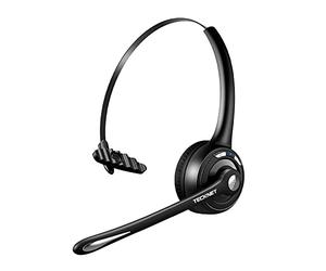 TECKNET Casque d'écoute Bluetooth, Casque d'écoute sans Fil avec Microphone antibruit pour Camionneur, Mains Libres avec Microphone muet pour téléphone Portable, PC, Maison, Bureau, Centre d'appe