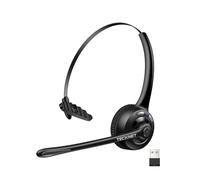 TECKNET Casque d'écoute Bluetooth & Dongle USB, Casque d'écoute sans Fil avec Microphone antibruit pour,Mains Libres avec Microphone muet pour téléphone Portable, PC, Maison, Bureau, Centre d'appe