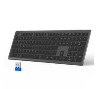 TECKNET Clavier Bluetooth sans Fil (BT + 2,4 G), Rechargeable, Multi-appareils avec Simple jusqu'à 4 appareils, Ultra Plat, Disposition QWERTZ pour Mac/Windows/iOS/Chrome OS