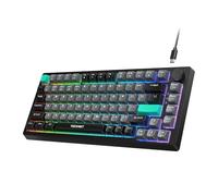 TECKNET Clavier de jeu 75 % filaire - Rétroéclairé RVB - 82 touches avec bouton de contrôle du volume - 26 touches anti-ghosting - Interrupteur de jeu silencieux - Facile à transporter - Pour