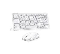 TECKNET Clavier et Souris sans Fil, 2,4 G Silencieux avec Récepteur Nano USB, France AZERTY, 12 Raccourcis Multimédia pour Ordinateur, PC, Ordinateur Portable, Ordinateur de Bureau, Android Smart TV