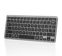 TECKNET Clavier sans Fil Bluetooth pour 3 Appareils (BT5.1/5.1+2.4GHz), France AZERTY Mini Clavier Rechargeable, 18 Raccourcis Multimédias, Clavier Silencieux pour iPad, Windows, iOS, Android