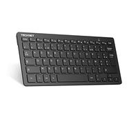 TECKNET Clavier sans Fil Mini 2.4G, Ultra-Mince AZERTY Clavier Batterie Longue Durée avec 12 Raccourcis Multimédias, pour Windows 11 10, PC, Ordinateur Bureau/Portable