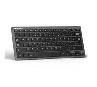 TECKNET Clavier sans fil rechargeable 2,4 GHz USB Bluetooth pour 4 appareils multiples, disposition britannique compact mini, petit silencieux pour ordinateur portable, PC, ordinateur, tablette, Smart
