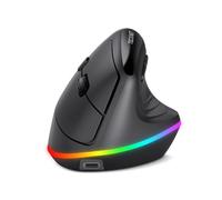 TECKNET Ergo Souris Verticale Rechargeable, RGB Souris Ergonomique sans Fil, Souris Bluetooth+2.4GHz, Souris sans Fil Silencieuse, 4800 DPI Réglable, 6 Boutons, Compatible avec PC/Windows/Mac
