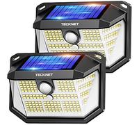 TECKNET Lampe Solaire Extérieur, 231 LEDs, Projecteur Solaire avec Éclairage à 300°, Lampe Murale Étanche IP65, 3 Modes, avec Détecteur de Mouvement, pour Jardin, Patio et Garage - Pack de 2