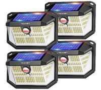 TECKNET Lampe Solaire Extérieur, 231 LEDs, Projecteur Solaire avec Éclairage à 300°, Lampe Murale Étanche IP65, 3 Modes, avec Détecteur de Mouvement, pour Jardin, Patio et Garage - Pack de 4