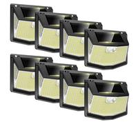 TECKNET Lampe Solaire Extérieur, 248 LEDs, Projecteur Solaire avec Éclairage à 300°, Lampe Murale Étanche IP66, 3 Modes, avec Détecteur de Mouvement, pour Jardin Allée Garage-8pcs