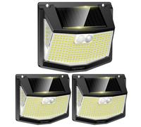 TECKNET Lampe Solaire Extérieur, 248 LEDs, Projecteur Solaire avec Éclairage à 300°, Lampe Murale Étanche IP66, 3 Modes, avec Détecteur de Mouvement, pour Jardin Allée Garage-3pcs